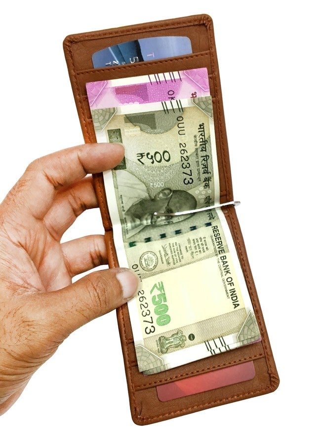 TnW Men's Artificial Leather Money Clipper Tan - Image 2